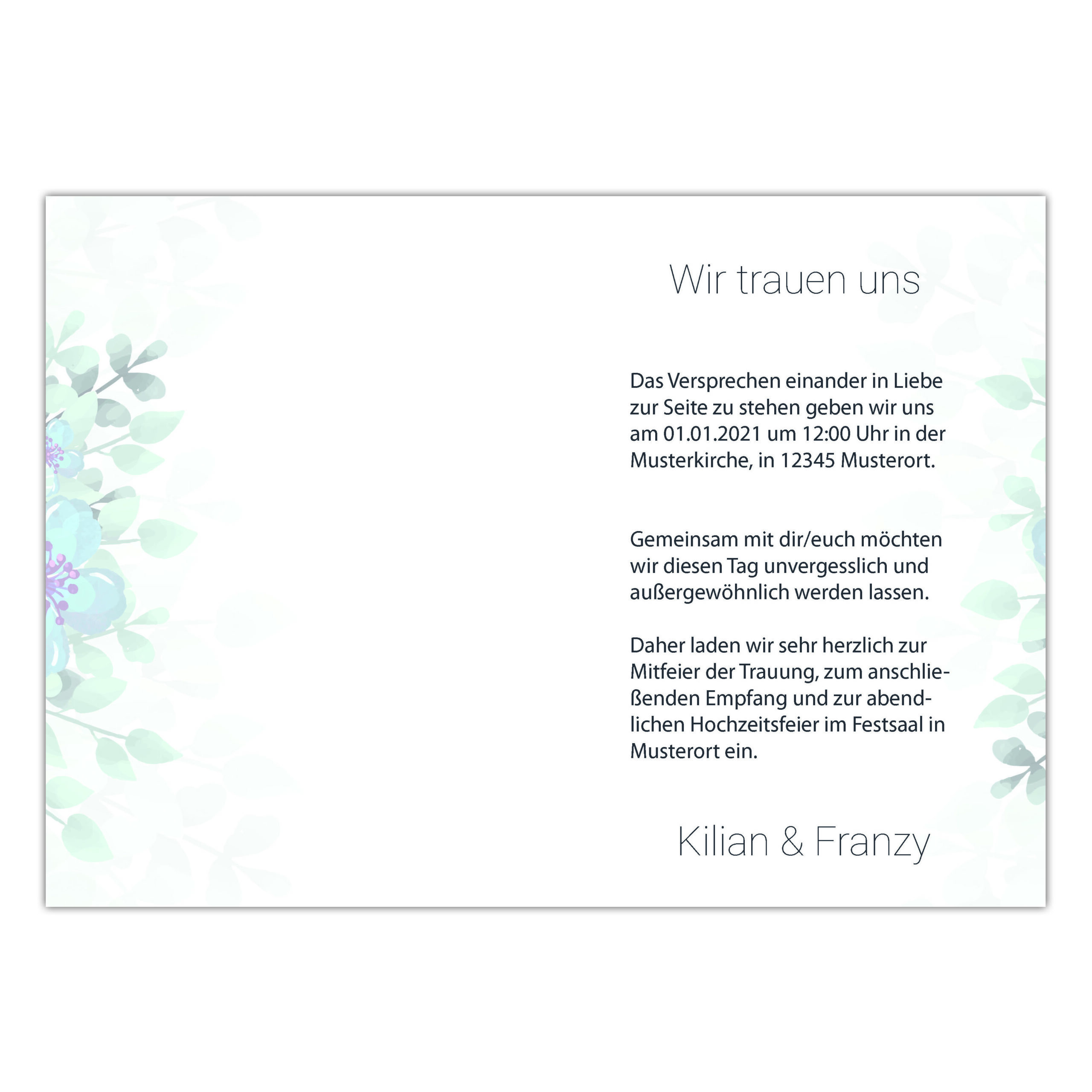 Hochzeitseinladung 01 Seite 2 Hochzeitseinladung 01 Seite 2