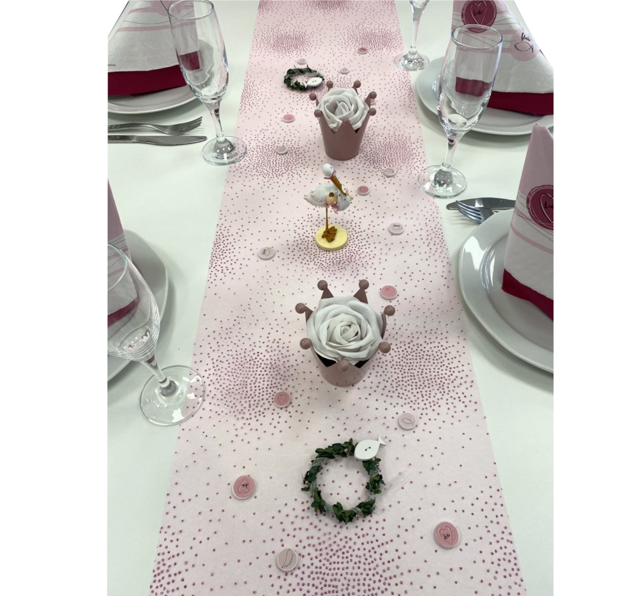 Tischset Taufe rosa