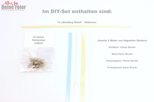 DIY Kit Wedding Wands hellblau silber